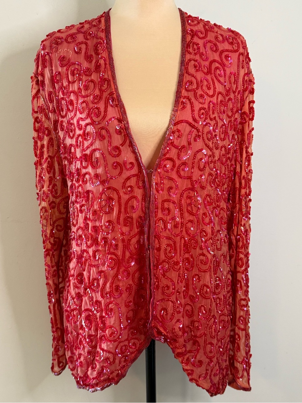 Gunit vintage jacket purple pink orange ornate beaded formal LG FLAW